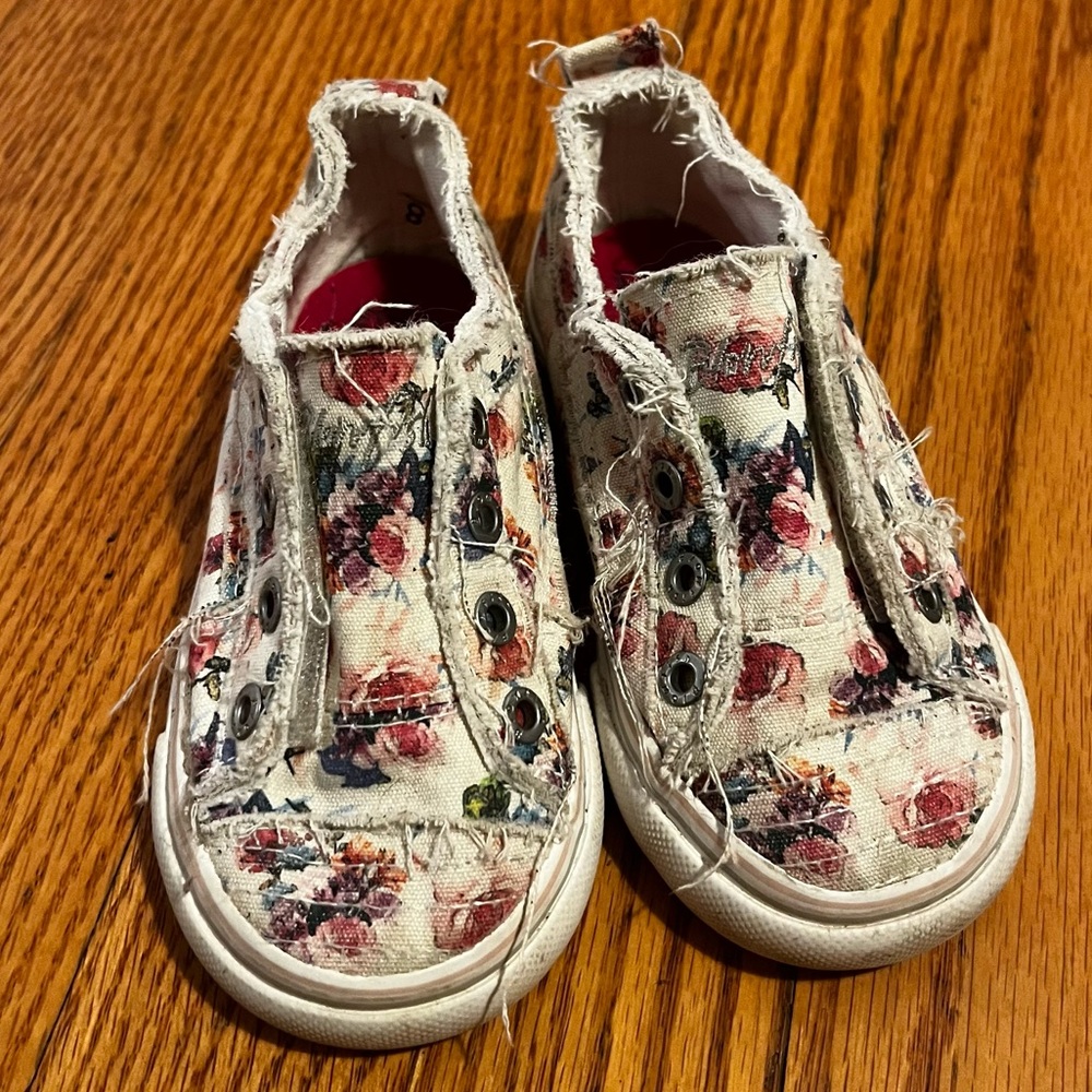 Blowfish Toddler Girl Size 8 Velcro Laceless Floral Sneakers Slip on Colorful